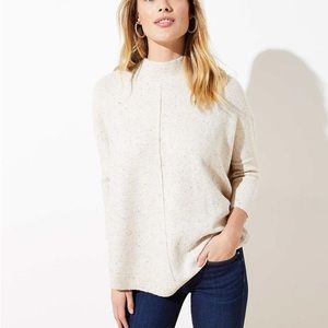 LOFT speckled mock neck poncho sweater